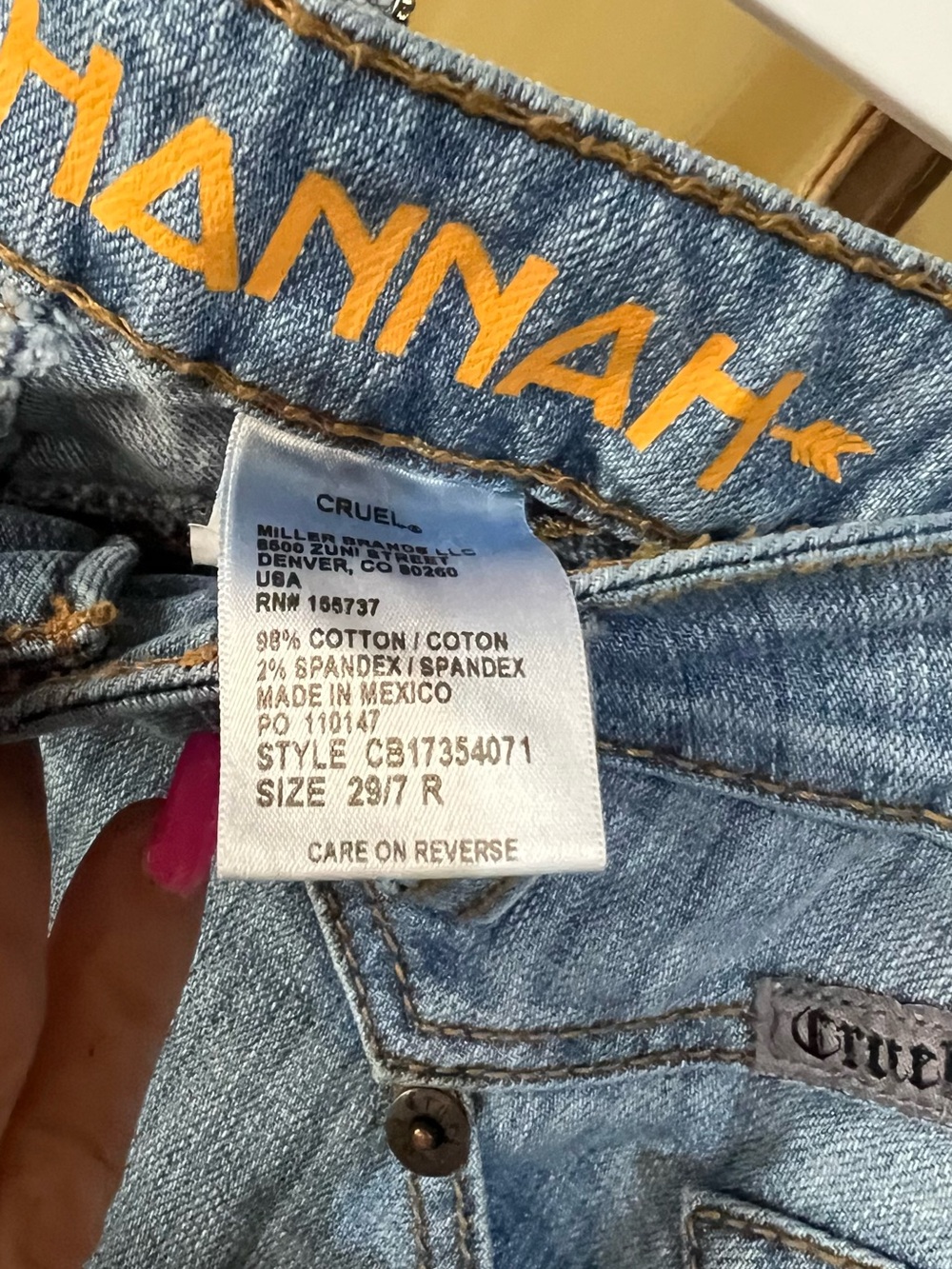 Upcycled Light Blue Flare Jeans with Horse Patch & Lace Trim - Picture 8 of 11